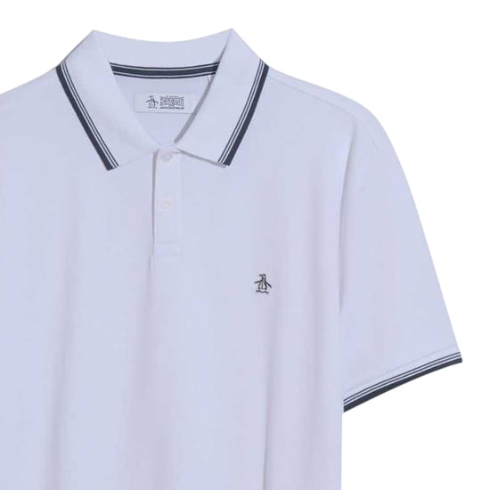 Original Penguin Heren Gestreept Normaal Poloshirt Met Korte Mouwen (Helder wit) - Image 2