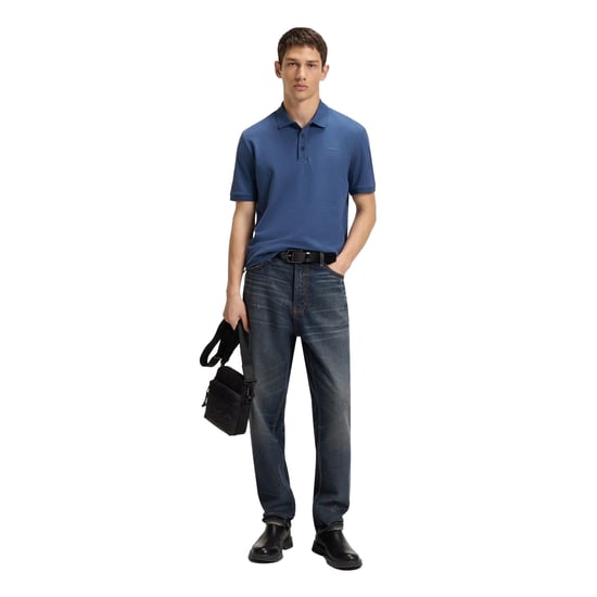 Hugo Heren Donos Katoenen Polo Shirt (Medium Blauw) - Image 1