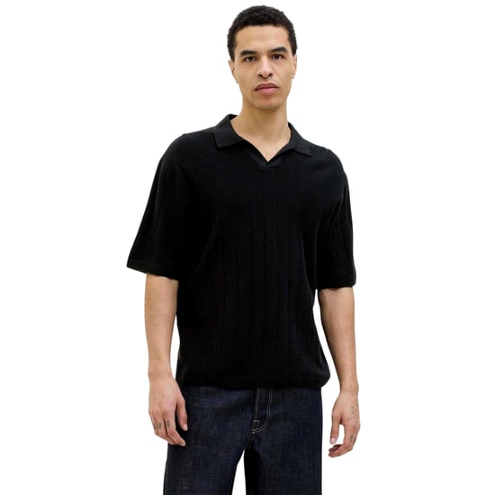 Jack And Jones Mens Ribbed Polo Shirt (Black) - Image 1
