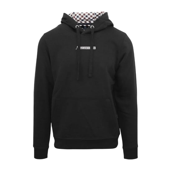 Aquascutum Heren Belettering Hoodie (Zwart) - Image 1