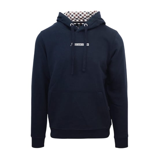 Aquascutum Heren Belettering Hoodie (Marine) - Image 1