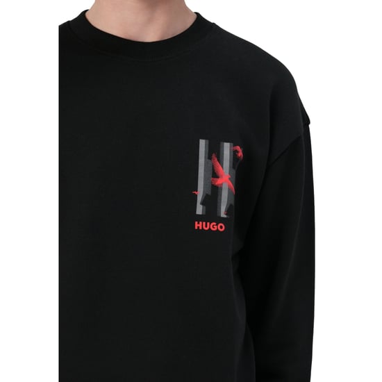 Hugo Heren Drop Shoulder Regular Sweatshirt met grafische print (Zwart) - Image 4