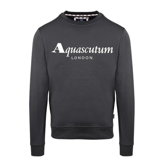 Aquascutum Heren Sweatshirt met Opschrift Crew Hals (Antraciet) - Image 1