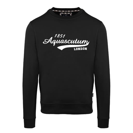 Aquascutum Unisex sweatshirt met logo, geribd, normale pasvorm en lange mouwen (Zwart) - Image 1