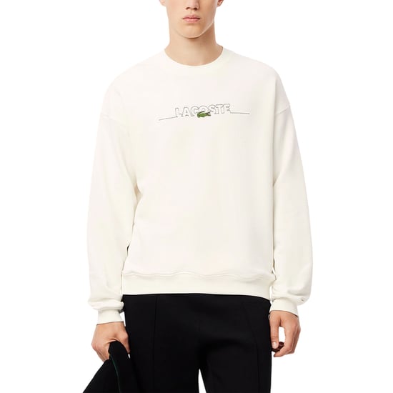 Lacoste Geborduurd Drop Shoulder Sweatshirt met logo voor heren (Wit) - Image 2