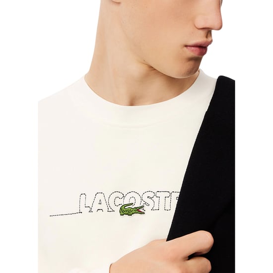 Lacoste Geborduurd Drop Shoulder Sweatshirt met logo voor heren (Wit) - Image 4