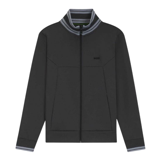 Boss Heren Track Jacket met geborduurd logo en lange mouwen (Donkergrijs) - Image 2