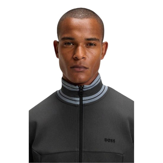 Boss Heren Track Jacket met geborduurd logo en lange mouwen (Donkergrijs) - Image 4