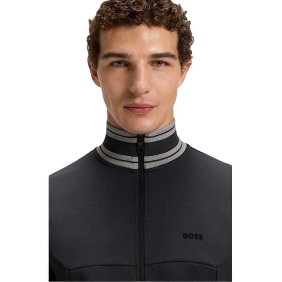 Boss Heren Track Jacket met geborduurd logo en lange mouwen (Donkerblauw) - Image 4