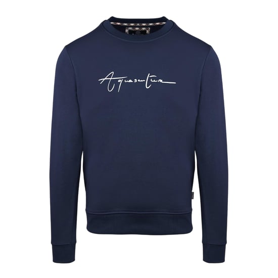 Aquascutum Heren Script Crew Neck Regular Sweatshirt (Marine) - Image 1