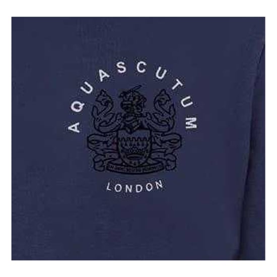 Aquascutum Unisex Sweatshirt met lange mouwen en geribbelde kraag voor volwassenen (Marine) - Image 2