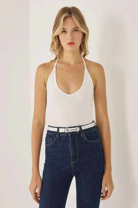 Halter Neck Jersey Crop Top - Image 3