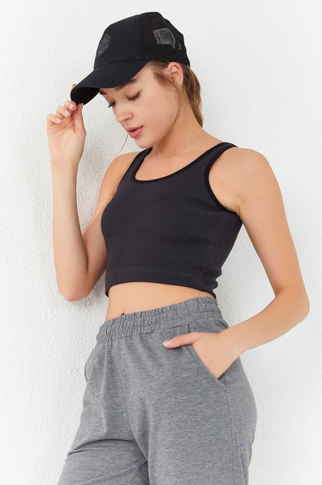 Geribbelde Mouwloze Crop Top - Image 2