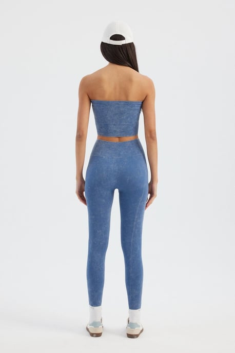 Zure Gewassen Strapless Geribbelde Crop Top - Image 4