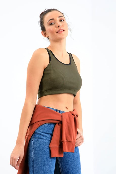 Geribbelde Mouwloze Crop Top - Image 2