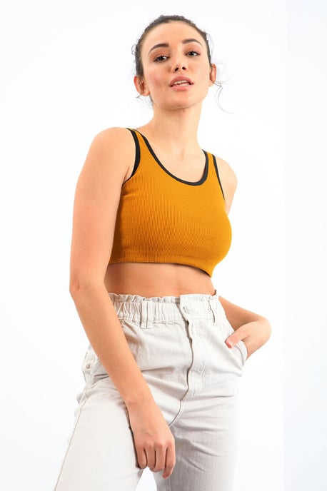 Geribbelde Mouwloze Crop Top - Image 1