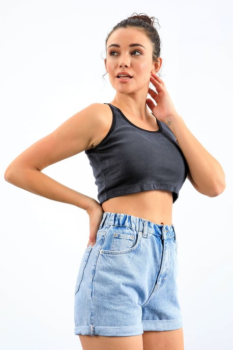 Geribbelde Mouwloze Crop Top - Image 2