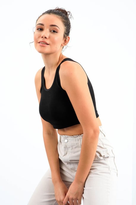 Geribbelde Mouwloze Crop Top - Image 1