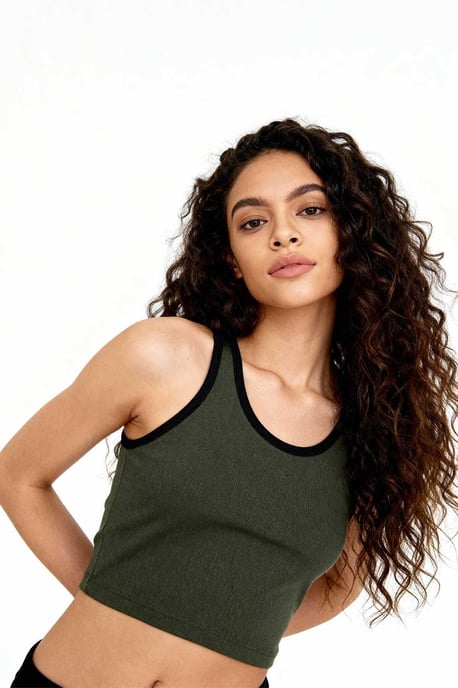 Geribbelde Mouwloze Crop Top - Image 1
