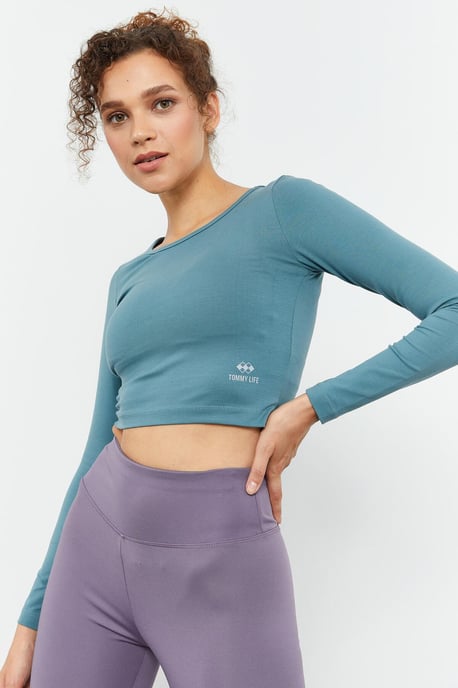 Slim-Fit Lange Mouw Crop Top - Image 2