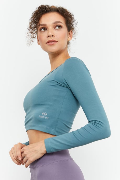 Slim-Fit Lange Mouw Crop Top - Image 4