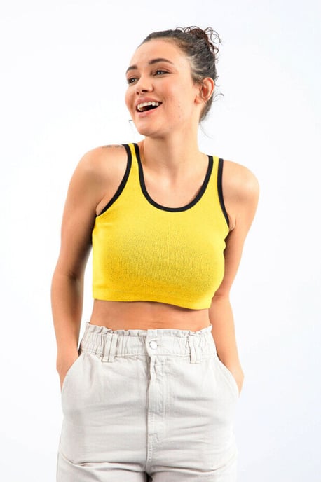 Geribbelde Katoenmix Mouwloze Crop Top - Image 5