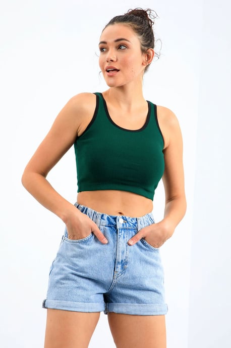 Geribbelde Mouwloze Crop Top - Image 2