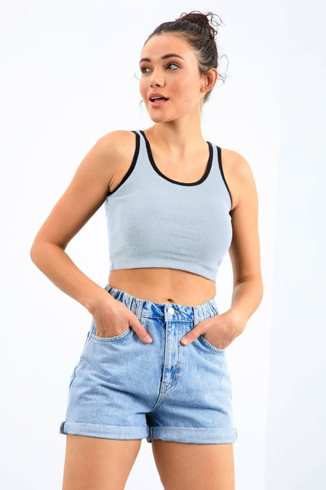 Geribbelde Mouwloze Crop Top - Image 2
