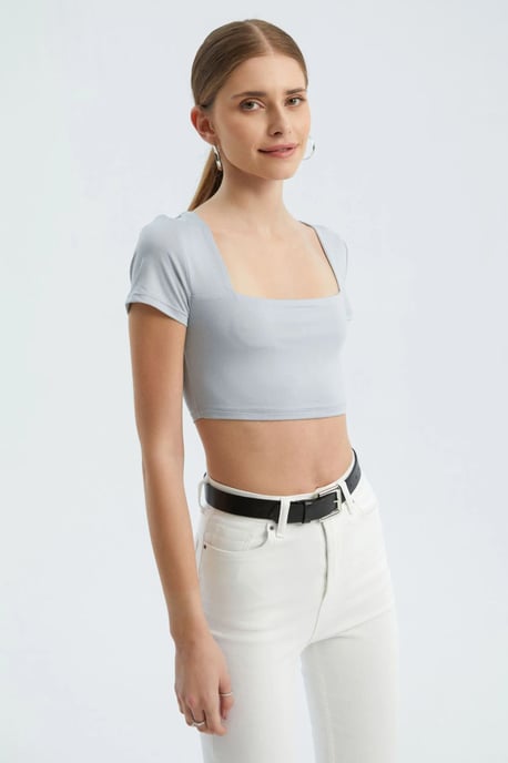 Vierkante Halse Basis Crop Top - Image 3