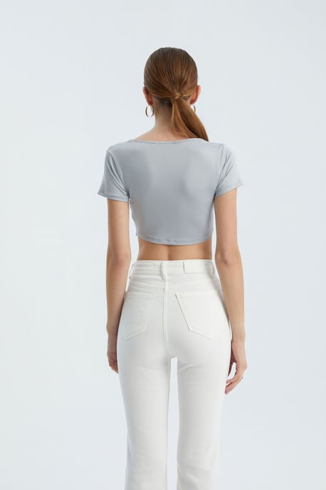 Vierkante Halse Basis Crop Top - Image 4