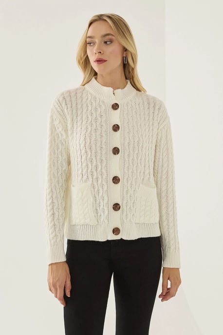 Gestructureerde Brei Cardigan met Knopen - Image 1