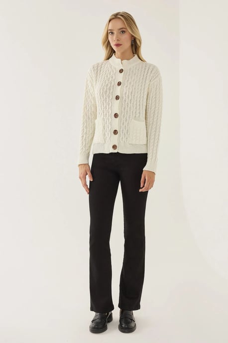 Gestructureerde Brei Cardigan met Knopen - Image 3