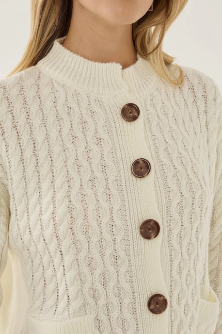 Gestructureerde Brei Cardigan met Knopen - Image 4