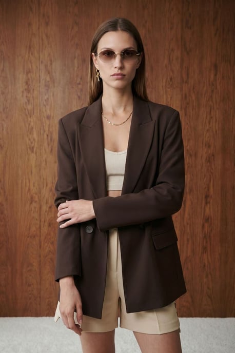 Dames Lange Crêpe Blazer Jas - Image 3