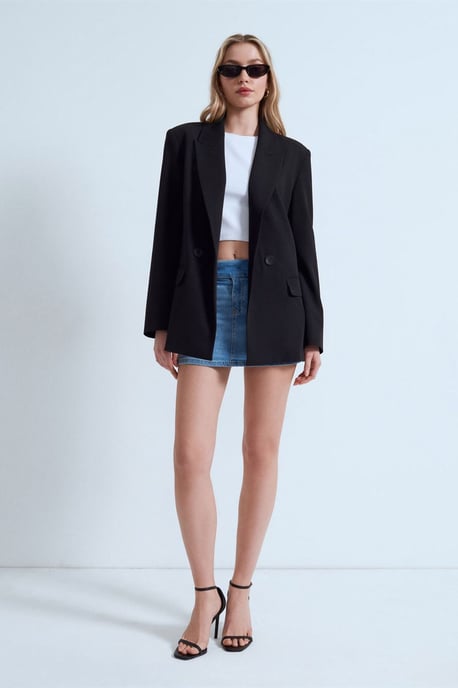 Dames Lange Crêpe Blazer Jas - Image 1