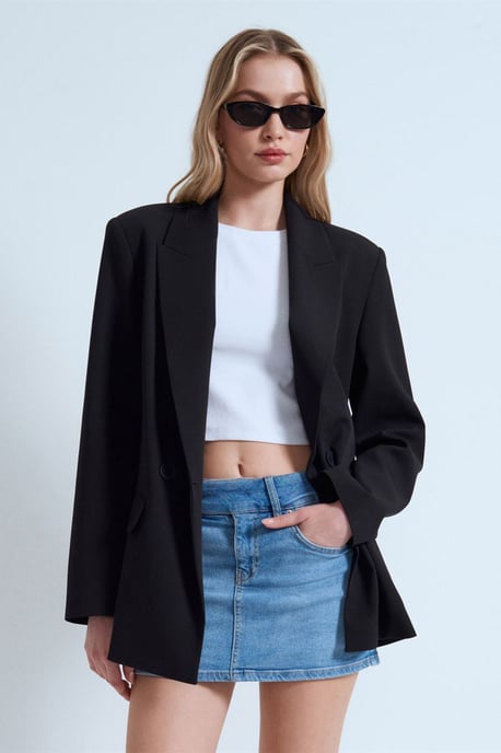 Dames Lange Crêpe Blazer Jas - Image 3