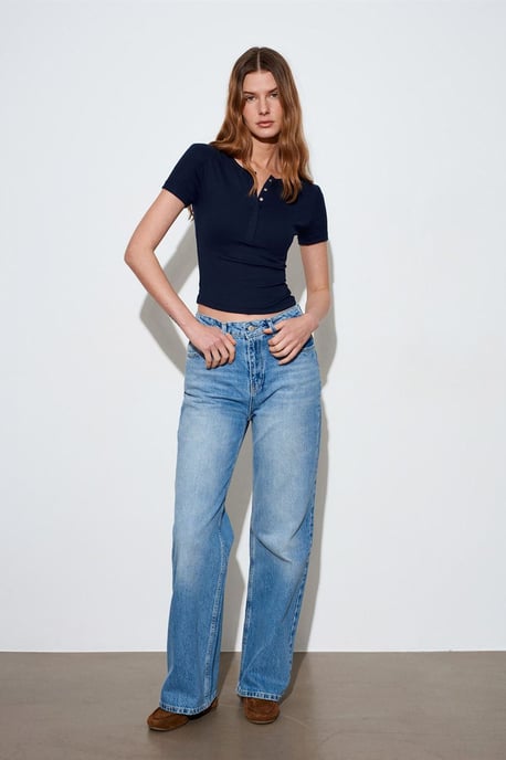 Hoog-Waisted Wijde Jeans van Katoen - Image 4