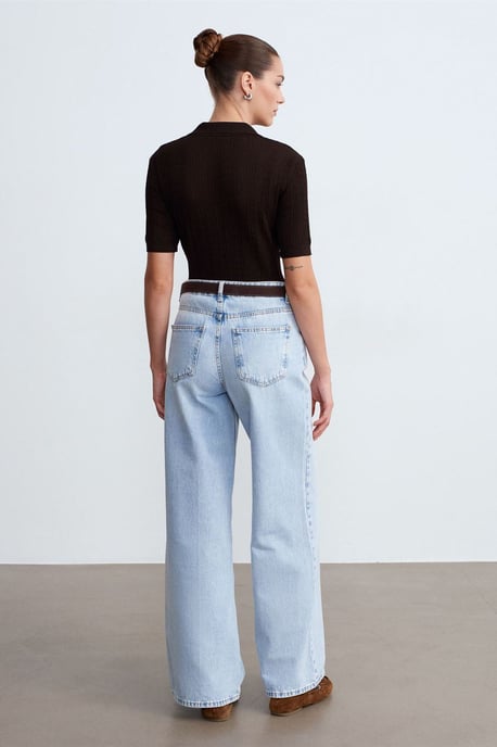 Hoge Taille Wijde Pijpen Katoenen Denim Jeans - Image 2