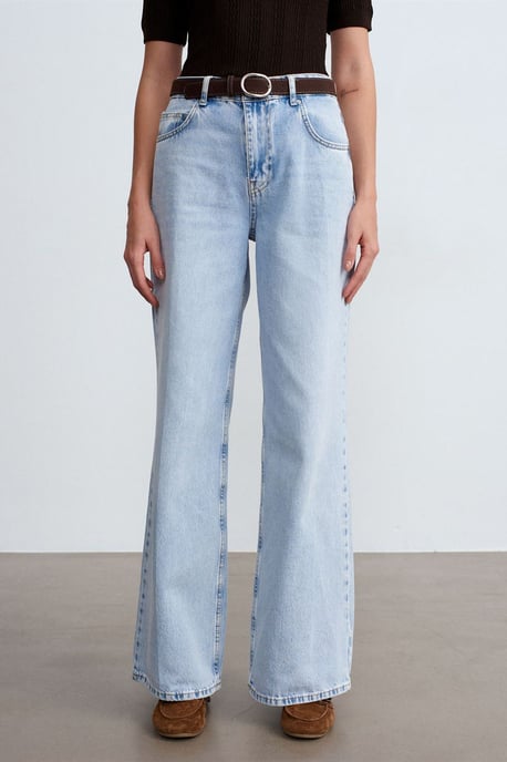 Hoge Taille Wijde Pijpen Katoenen Denim Jeans - Image 3
