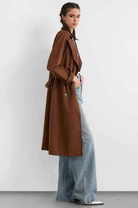 Dubbelzijdig Gordijn Trenchcoat met Ceintuur - Image 4