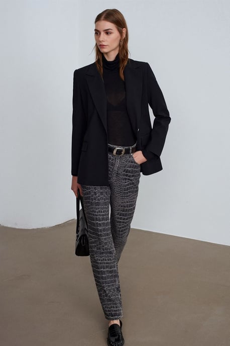 Hoogtaille Rechtaf Strakke Jeans met Textuur - Image 1