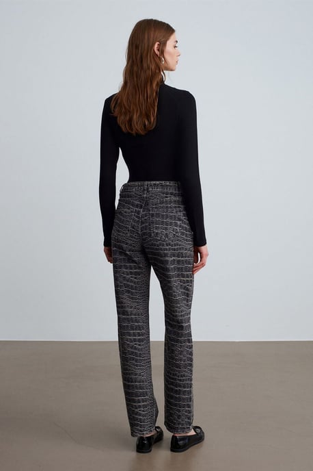 Hoogtaille Rechtaf Strakke Jeans met Textuur - Image 2