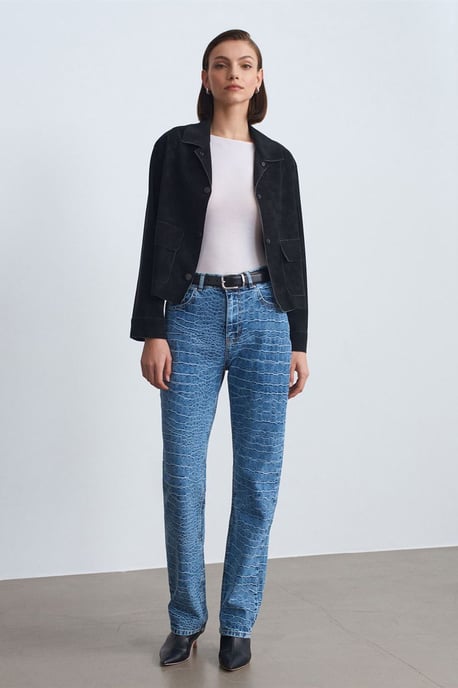 Hoge Taille Rechte Jeans met Textuur - Image 4