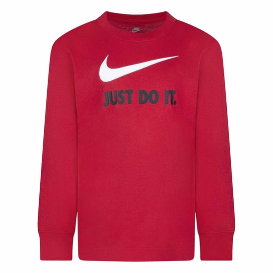 Nike Kinder-T-shirt met lange mouwen en 'Just Do It'-swoosh (Universiteitsrood) - Image 1