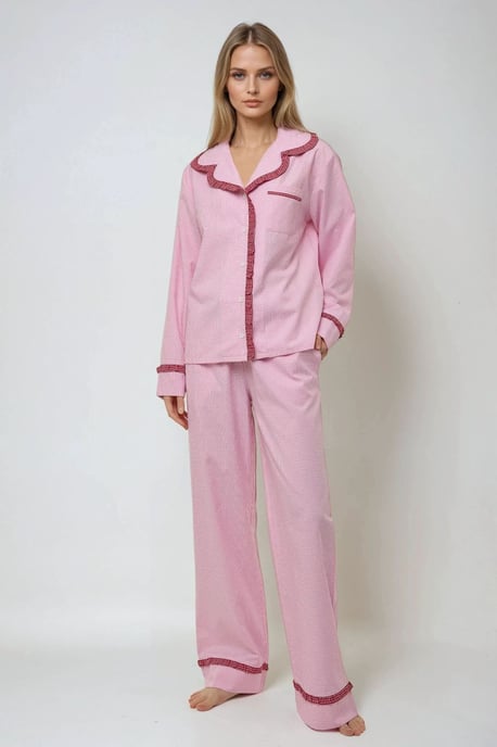 Overhemdkraag Katoenen Geruite Pyjama Set - Image 3