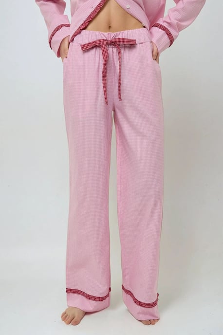 Overhemdkraag Katoenen Geruite Pyjama Set - Image 5