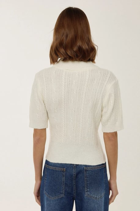 Korte Mouw Halve Turtleneck Haar Vlecht Gebreid Trui - Image 3