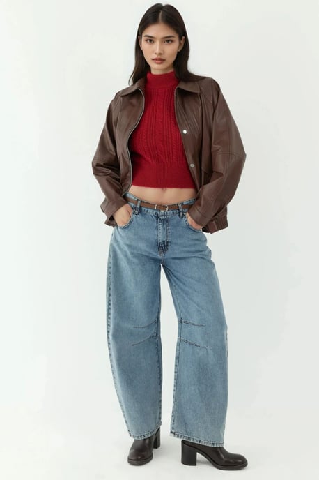 Korte Mouw Halve Turtleneck Haar Vlecht Gebreid Trui - Image 5