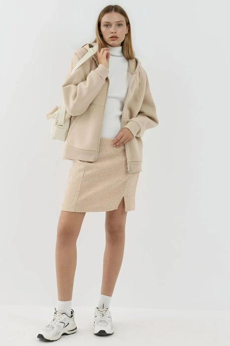 Hoge Taille Mini Tweekleurige Rok met Split - Image 3