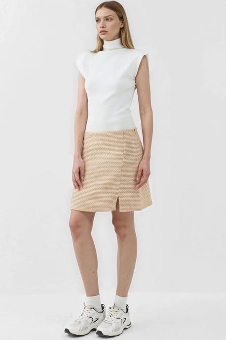 Hoge Taille Mini Tweekleurige Rok met Split - Image 6
